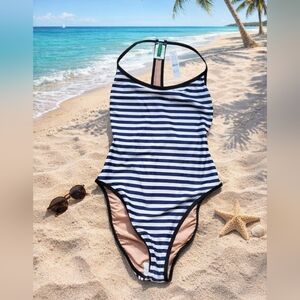 J. Crew Navy and White Striped One-Piece Swimsuit. NWT SIZE 6